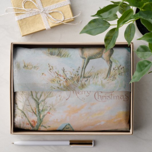 Weihnachten Winterschneelandschaft und Hirschferie Seidenpapier (Geschenk)