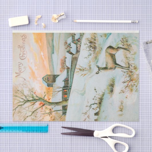 Weihnachten Winterschneelandschaft und Hirschferie Seidenpapier (Handwerk)