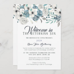 Weihnachten Wintersolstice: Navy Blue & White Flor Einladung