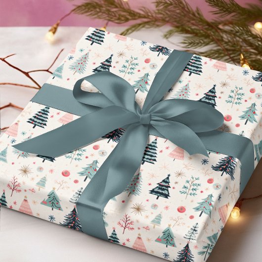 Weihnachten Winterurlaub Abstraktes Baummuster Geschenkpapier