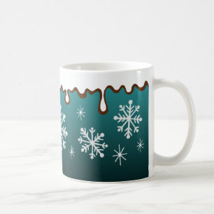 Weihnachten Winterurlaub Schneeflocken Kaffeepause Kaffeetasse