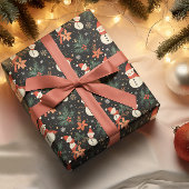 Weihnachten Winterurlaub Snowman Blumenmuster Geschenkpapier