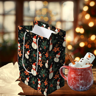 Weihnachten Winterurlaub Snowman Blumenmuster Mittlere Geschenktüte