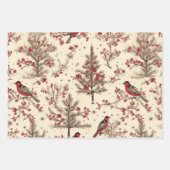 Weihnachten Wintervögel Rustikale Decoupage Vintag Geschenkpapier Set (Vorderseite 3)
