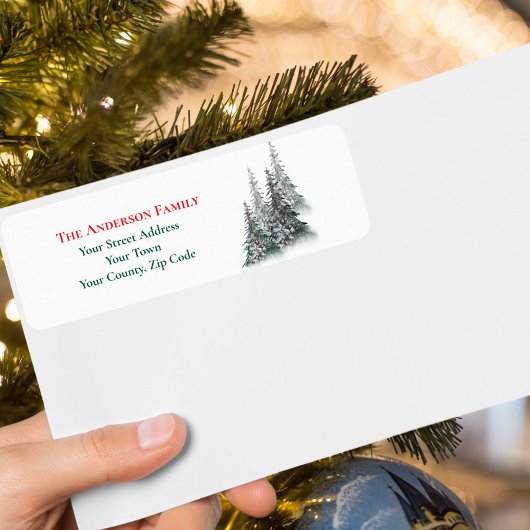 Weihnachten Winterwald Tannen Name Adresse