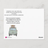 Weihnachten Wir haben grünes Auto mit Lichtern bew Postkarte (Rückseite)