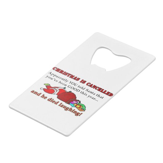 Weihnachten wird abgesagt geldbeutel flaschenöffner (Rückseite Schrägansicht)