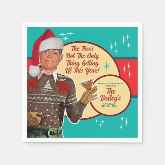 Weihnachten wird dieses Jahr angeheitert Cocktail Serviette (Vorderseite)