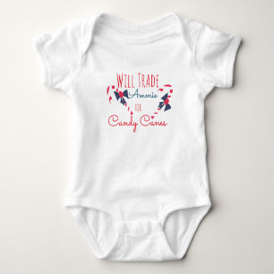 Weihnachten wird gegen Name Candy Cane tauschen Baby Strampler