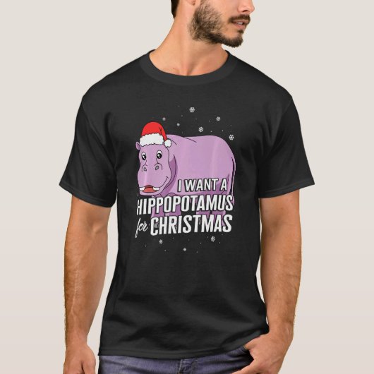 Weihnachten Wollte ich einen Hippopotamus Zu Weihn T-Shirt (Vorderseite)