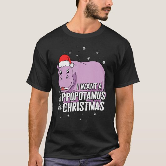 Weihnachten Wollte ich einen Hippopotamus Zu Weihn T-Shirt (Vorderseite)