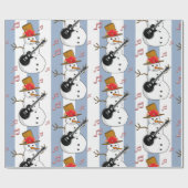 Weihnachten Wrapping Blue & White Strip Snowman Geschenkpapier (Flach)