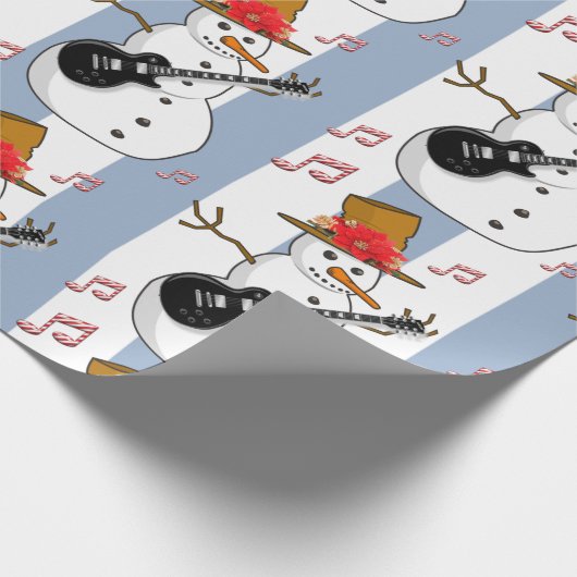 Weihnachten Wrapping Blue & White Strip Snowman Geschenkpapier (Ecke)