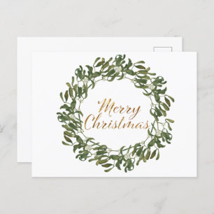 Weihnachten Wreath Grün und Gott frohe Weihnachten Postkarte