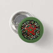 Weihnachten Wreath Pentagramm Pagan Pentagram Holi Button (Vorne & Hinten)