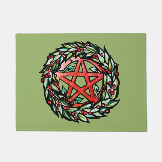 Weihnachten Wreath Pentagramm Pagan Pentagram Holi Fußmatte (Vorderseite)