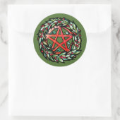 Weihnachten Wreath Pentagramm Pagan Pentagram Holi Runder Aufkleber (Tasche)