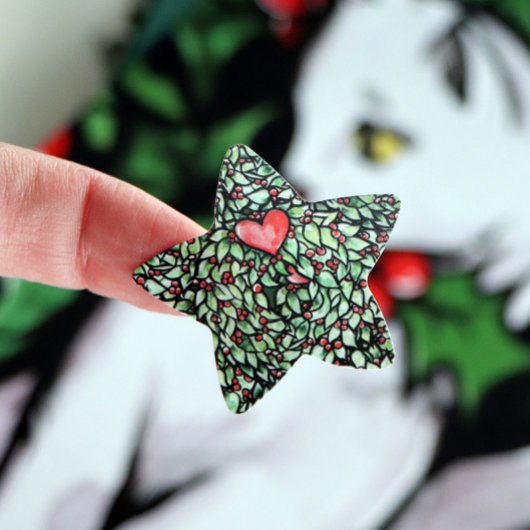 Weihnachten Wreath Stern-Aufkleber