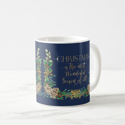 Weihnachten Wunderbare Zeit des Jahres Gold Script Kaffeetasse (VorderseiteRechts)