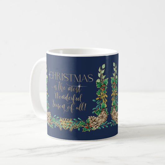 Weihnachten Wunderbare Zeit des Jahres Gold Script Kaffeetasse (Vorderseite Links)