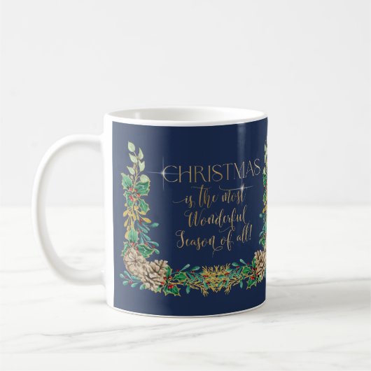 Weihnachten Wunderbare Zeit des Jahres Gold Script Kaffeetasse (Links)