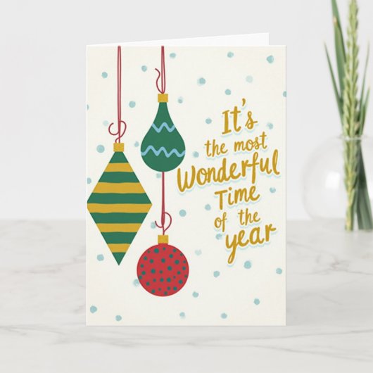 Weihnachten Wundervolle Zeit Ornamente Karte (Vorderseite)