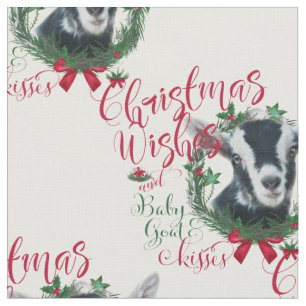 Weihnachten wünscht Baby Goat Kisses Alpziege Fabr Stoff
