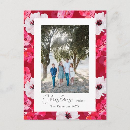 Weihnachten wünscht Boho Aquarellanemonen Postkarte (Vorderseite)