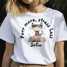 Weihnachten wünscht Cat Mamas Name Schwarzer T - S T-Shirt