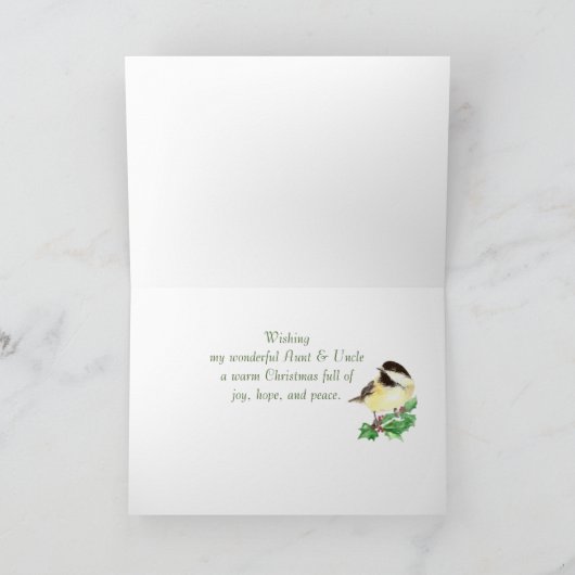 Weihnachten wünscht Chickadee Bird Tunt Uncle (Innenseite)