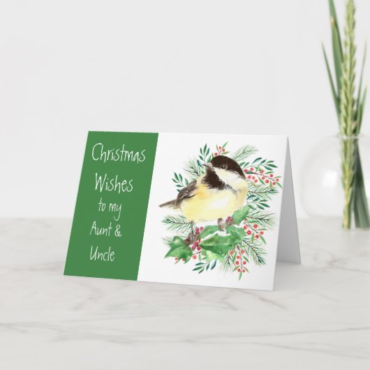 Weihnachten wünscht Chickadee Bird Tunt Uncle (Vorderseite)