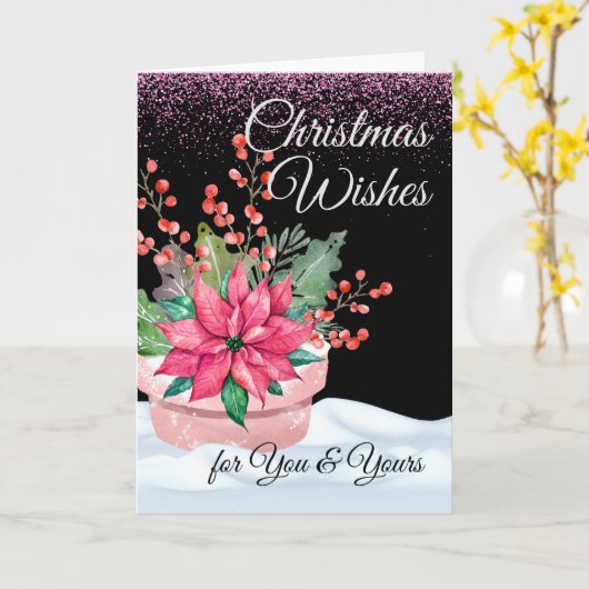 Weihnachten wünscht euch und euren in Rosa und Grü Karte (Gelbe Blume)