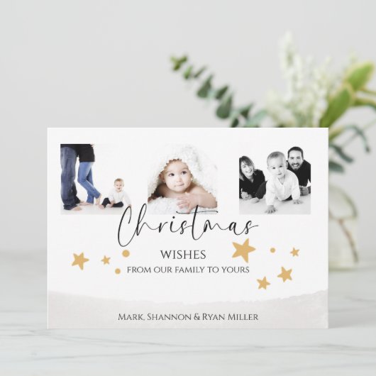 Weihnachten wünscht Familienfoto-Karte (Stehend Vorderseite)