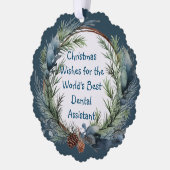 Weihnachten wünscht Grüne Wreath Dental Assistant Ornament Karte (Links)