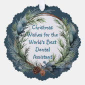 Weihnachten wünscht Grüne Wreath Dental Assistant Ornament Karte (Vorderseite)