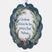 Weihnachten wünscht Grüne Wreath Mailman Ornament Karte (Links)