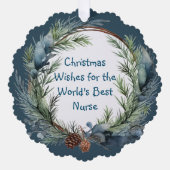 Weihnachten wünscht Grüne Wreath Nurse Ornament Karte (Vorderseite)