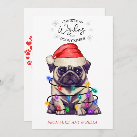 Weihnachten wünscht Hund Welpen Kisses Niedlichen  (Vorne/Hinten)