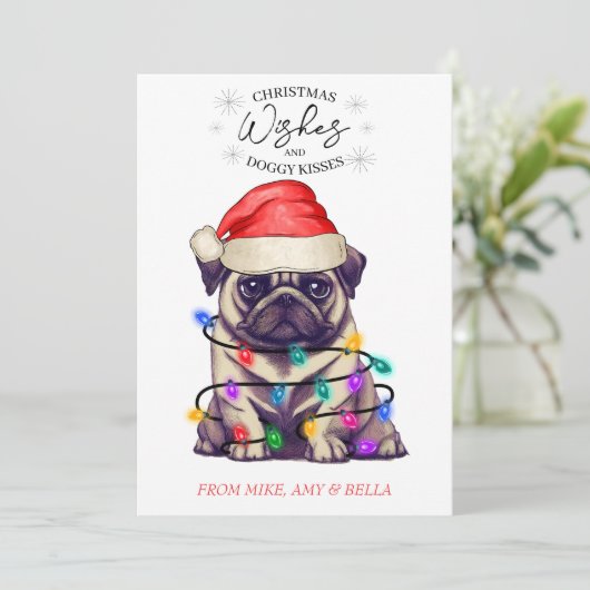 Weihnachten wünscht Hund Welpen Kisses Niedlichen (Stehend Vorderseite)