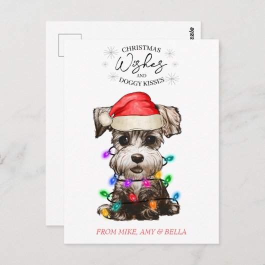 Weihnachten wünscht Hund Welpen Kisses Niedlichen Postkarte (Vorne/Hinten)