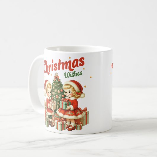 Weihnachten wünscht Kindern Geschenke Kaffeetasse (Vorderseite Links)