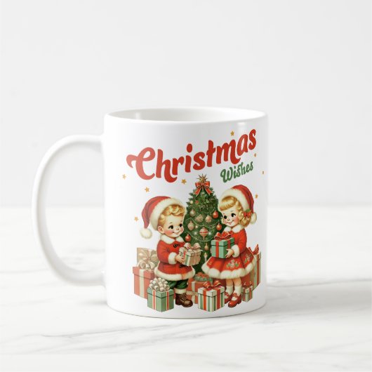 Weihnachten wünscht Kindern Geschenke Kaffeetasse (Links)