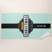 Weihnachten wünscht kundenspezifisches Monogramm-H Strandtuch (Vorderseite)