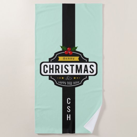 Weihnachten wünscht kundenspezifisches Monogramm-H Strandtuch (Vorderseite)