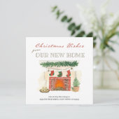 Weihnachten wünscht neue Zuhause Fireplace Holiday Ankündigung (Stehend Vorderseite)