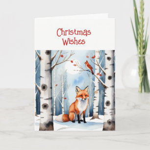 Weihnachten wünscht Niedlichen Fox Kardinal Bird W