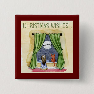 Weihnachten wünscht Niedliches Kind & Kitchen Weih Button