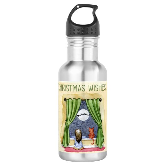 Weihnachten wünscht Niedliches Kind & Kitchen Weih Edelstahlflasche (Vorderseite)