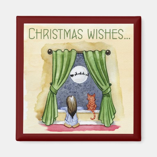 Weihnachten wünscht Niedliches Kind & Kitchen Weih Magnet (Vorne)