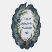 Weihnachten wünscht Pine Greenerity Wreath Schwest Ornament Karte (Rechts)